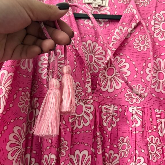 Mille Resort and Travel Pink Floral Saffron Midi Dress Tuckernuck Womens Small - Picture 4 of 8